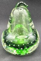 Vintage Glass Pear with Controled Bubbles Paperweight - 3.75" Tall
