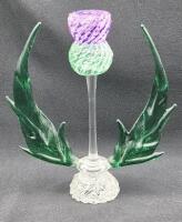 Beautiful Handblown Glass Thistle by Glasgow artist Jimmy Trainor Signed J.T. 5.5" Tall