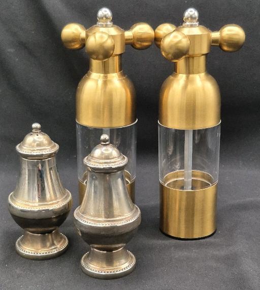 2 Pairs of Modern Salt & Pepper Shakers - Tallest 7.25"