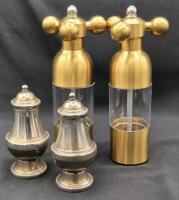 2 Pairs of Modern Salt & Pepper Shakers - Tallest 7.25"