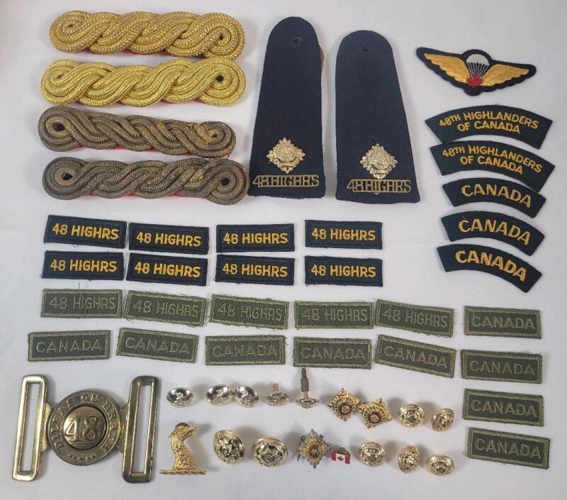 Vintage Canadian Military Badges , Buttons & Patches . Including Items from The 48th Highlanders or Canada