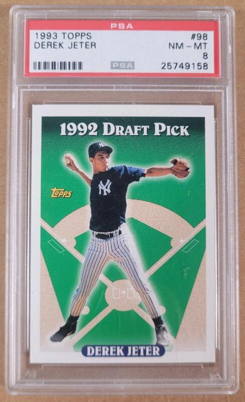 1993 Topps Derek Jeter #98 1992 Draft Pick Graded Trading Card . PSA Graded NM-MT 8