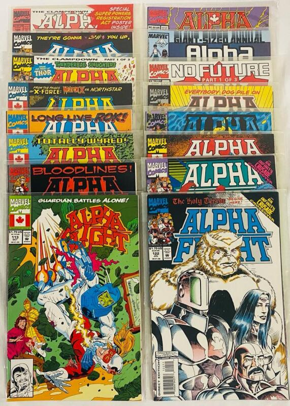 16 Vintage Marvel Alpha Flight Comics, Issues #113-120, 122-123, 125-128 (1992) Plus Annual (1987) and Special (1992)