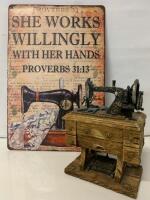 New Sewing Theme Trinket Box and 12&rdquo; Sign