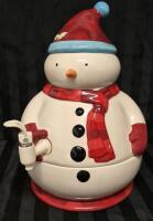 Adorable Ceramic Snowman Hot & Cold 14 Cup Drink Dispenser 15&rdquo; Tall
