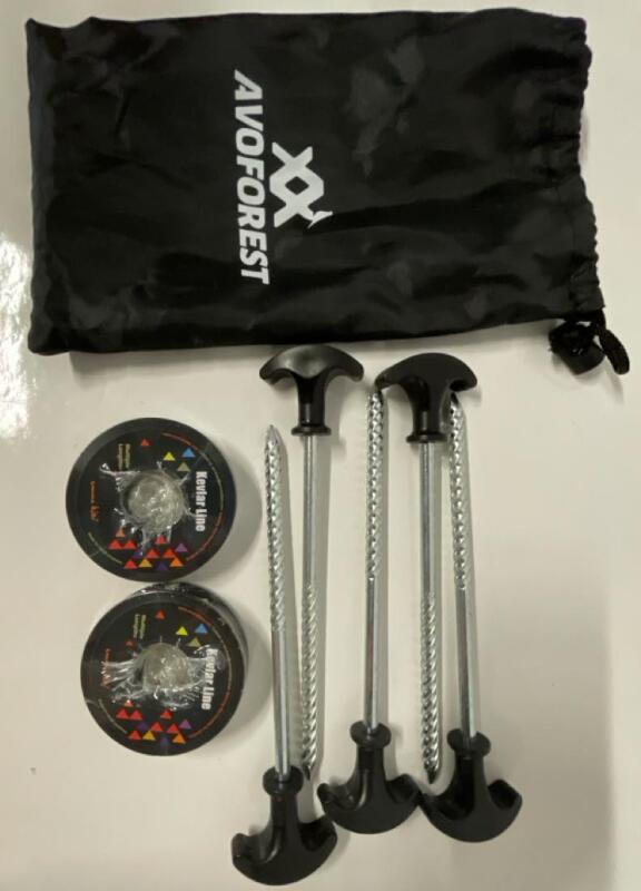 5 New Tent Screw 6&rdquo; Pegs and 2 Spools of Kevlar Braided Cord 50&rsquo; & 100&rsquo;