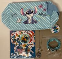 New Disney STITCH Bundle | Pencil Case, Pin, Necklace, Bracelet, Stickers