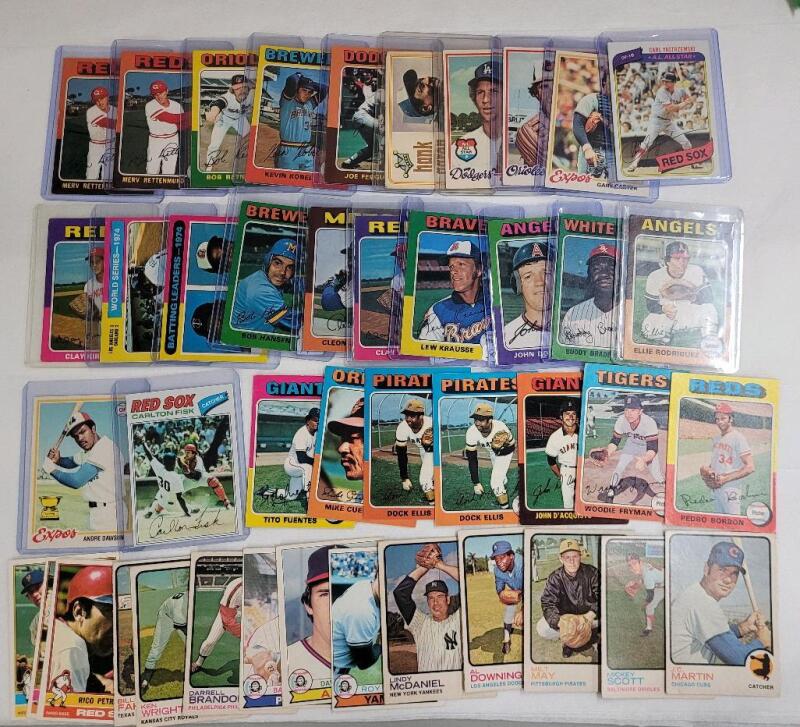 1973 - 1976 OPC MLB Baseball Trading Card Singles . 44 Trading Cards .