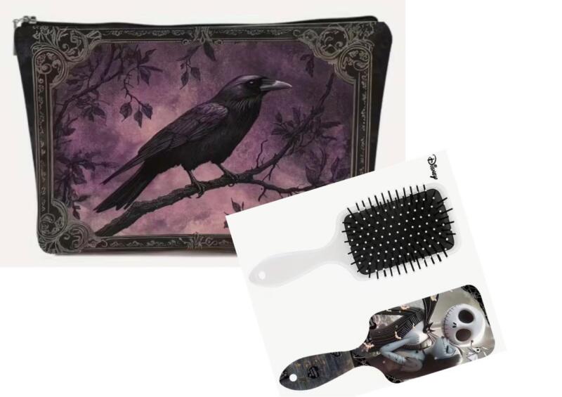 New Crow Purple Black Large Makeup Bag Nightmare Before Christmas Jack Skellington Detangling Brush
