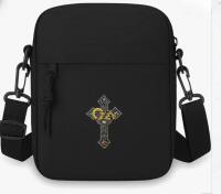 Ozzy Osbourne Heavy Metal Cross Logo Adjustable Crossbody Bag Durable Nylon Compact Mini Square Shoulder Bag Approximately 8 x 6 inch
