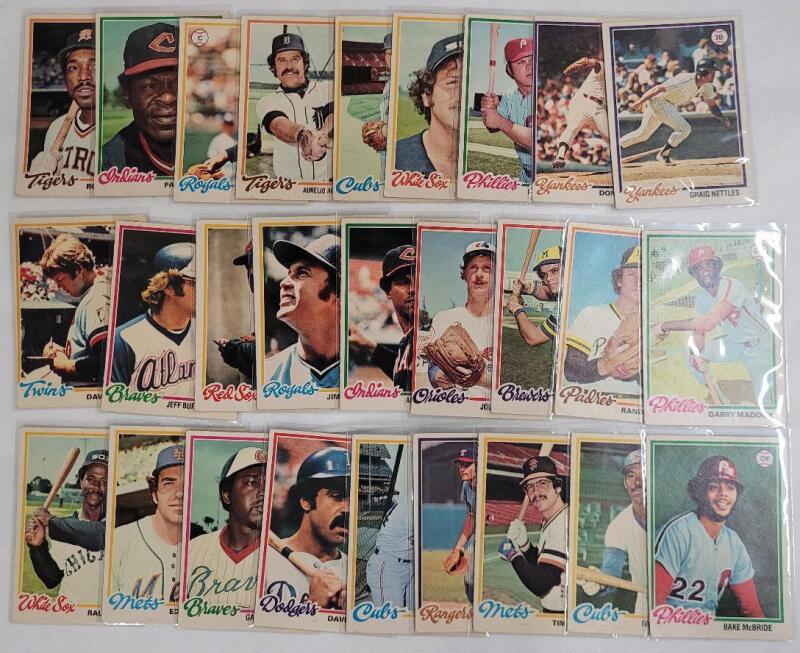 1978 O Pee Chee MLB Baseball Trading Card Singles , 27 Trading Cards