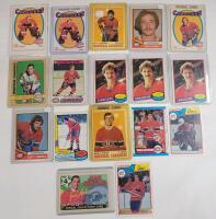 Montreal Canadians NHL Hockey Trading Card Singles . Includes Ken Dryden RC , Guy LaPointe RC , Guy LaFleur RC , Bob Gainey RC plus more . 17 Trading Cards