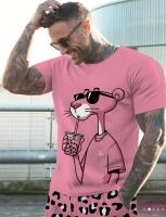 New Size XXL Panther Men's Cool Pink 3D printed T-shirt and shorts set comfortable Polyester Stock photos added Pockets on shorts
