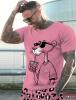New Size XXL Panther Men's Cool Pink 3D printed T-shirt and shorts set comfortable Polyester Stock photos added Pockets on shorts