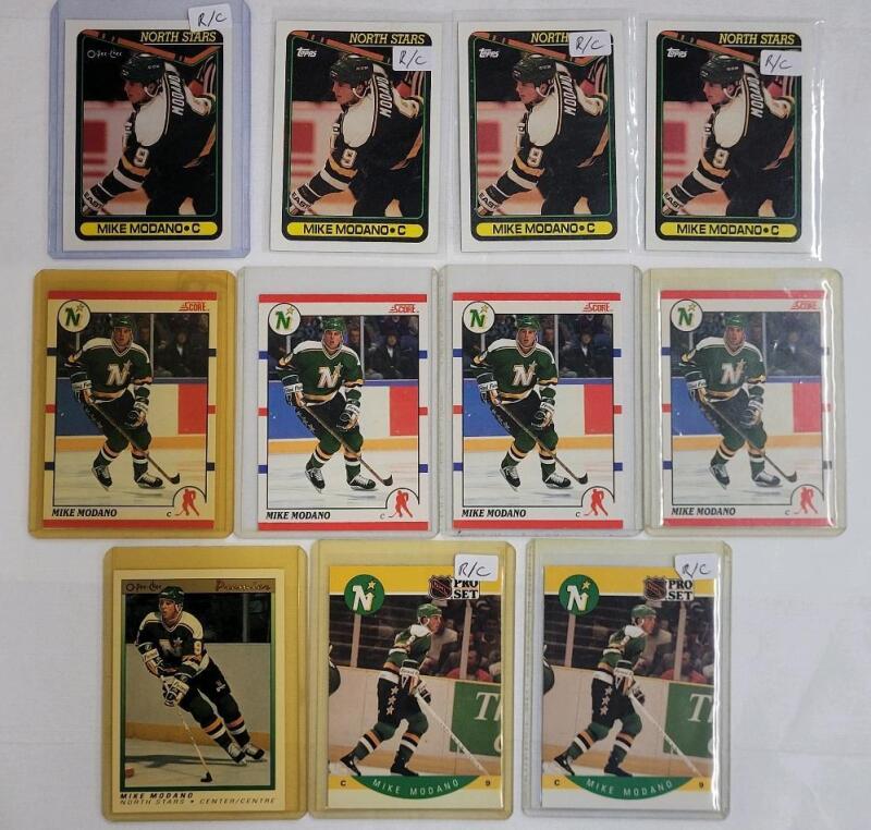 1990-91 Mike Modano NHL Hockey Rookie Card Trading Card Singles . O Pee Chee (1) , Topps (3) , Score (4) , OPC Premier (1) & Pro Set (2) . 11 Trading Cards