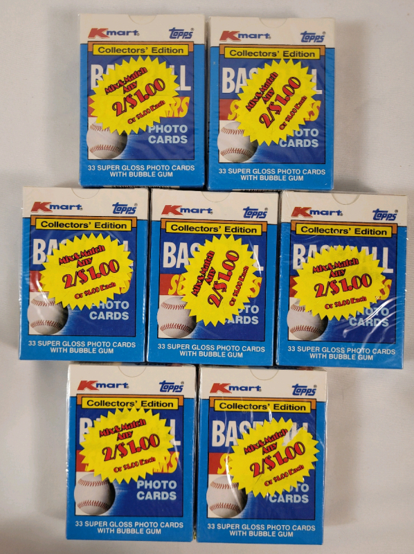 1990 Topps / K-Mart MLB Baseball Trading Card Sets . Seven (7) Sets , All Sealed