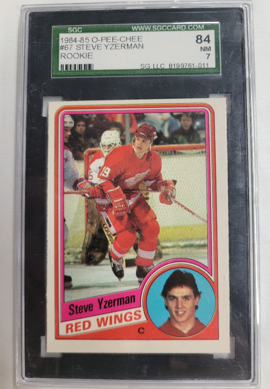 1984-85 O Pee Chee Steve Yzerman #67 Rookie Card . SGC Graded 84 NM 7