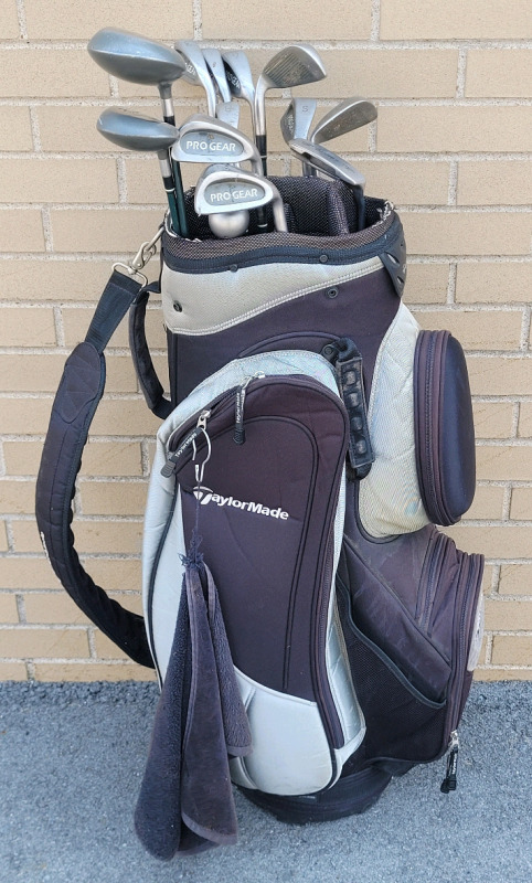 Rop Gear Right Handed Golf Clubs & Slazenger Putter w/Taylormade Gold Bag . 12 Clubs & Bags