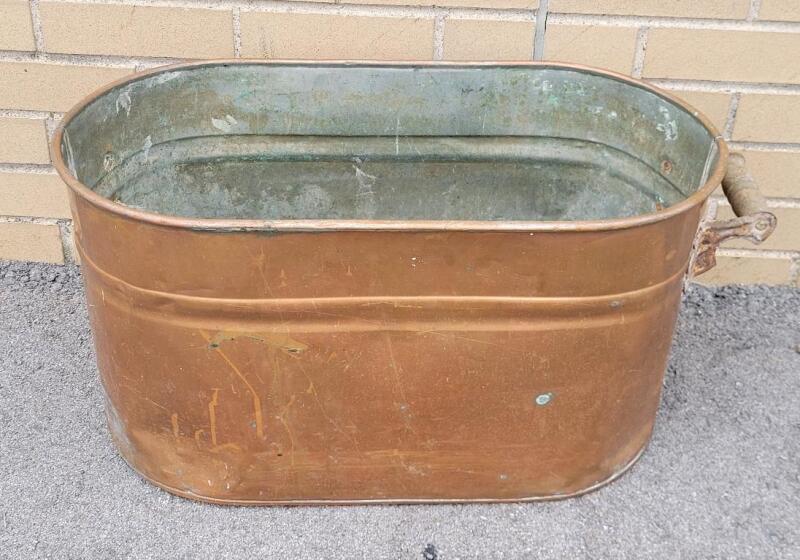 Vintage Copper Boiler , Measures 23"&times;12"&times;12" . Missing One (1) Handle