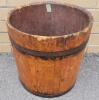 Vintage Primitive Wooden Bucket w/Metal Bands . Measures 12" tall & 12" diameter - 2