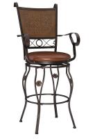 New - Powell Company Big & Tall Copper Stamped Back Barstool w/Arms Bar Stool, Bronze . Retail $345