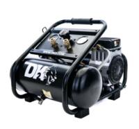 As New - DK2 Twin Cylinder 1-HP 2-Gallon Oil-Free Silent Air Compressor w/DK2 20pc. Air Compressor Accessories Kit . Box has some wear from shipping & storage . Retail $300