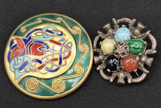 2 Stunning Colourful Brooches