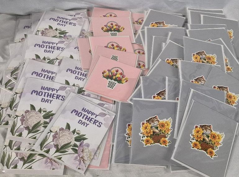 100+ New Cutpopup Pop-up Cards - Happy Mother's Day, Cat with Flowers & Flower Bouquet