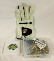 Golf Accessories, Including Golf Glove, SlopeMaster ProGreen Reader (Poker Chip Style), and Pack of Golf/Cricket Shoe Studs