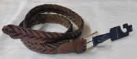 New - Cole Hann 34 Waist Uni-Sex Braided Leather Belt , British Tan .