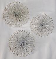 Vintage MCM Metal Starburst Wall Art , White & Gold . Measures 6 &frac14;" & 5 &frac14;" diameter . Some wear to gold tips