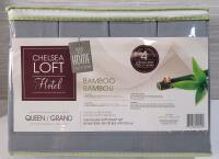 New - Chelsea Loft Hotel Queen Size Bamboo Sheet & Pillow Case Set . One (1) Flat Sheet , One (1) Fitted Sheet & Four (4) Pillow Cases