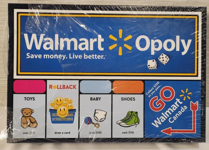 New , Sealed - WalmartOply Board Game , Monopoly Style Game . Cellophane Has Come Loose .