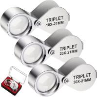 New 3 Piece Magnifying Jewelry Loupes 10x, 20x, 30x Magnification Jewelry, Coins, Gems, Stamps, Watches Second Stock Photo