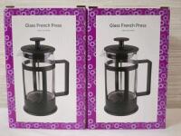 2 New In Box Glass French Press 4.6x3.15x6.18 Inches