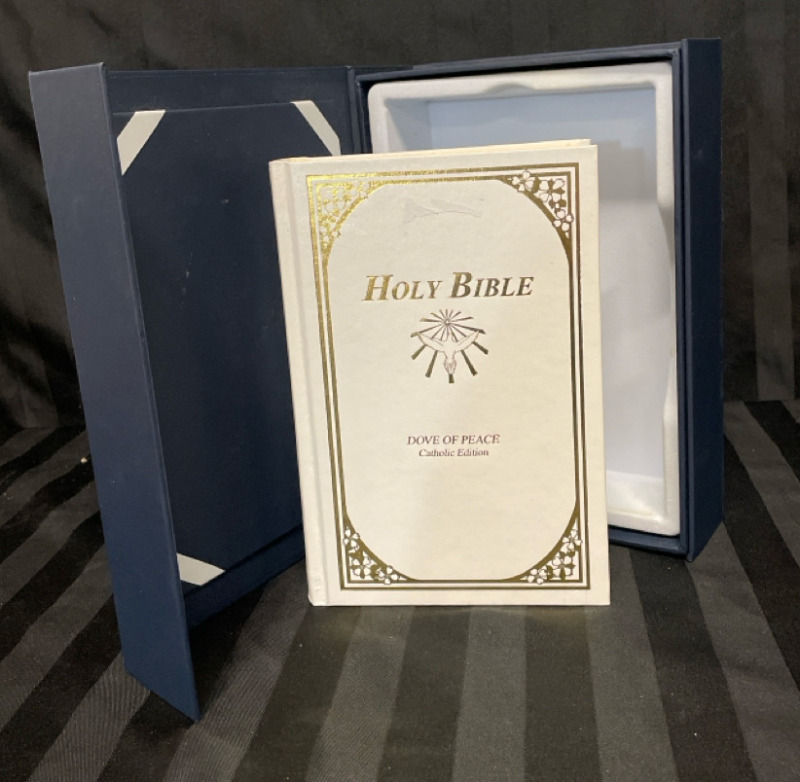 New in Box 8.5&rdquo; Dove of Peace Catholic Edition Bible