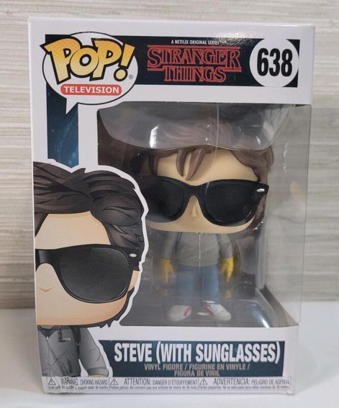 New - Funko Pop! Stranger Things " Steve " (with sunglasses) Vinyl Figure . Box has bend to bottom left