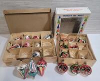 Vintage Mercury Tear Drop , Cone Drop & Indent Medium Tree Ornaments . 19 Ornaments , Age Appropriate Wear . Some have chips