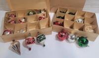 Vintage Mercury Tear Drop , Cone Drop & Tea Kettle Medium Tree Ornaments . 19 Ornaments , Age Appropriate Wear . Some have chips