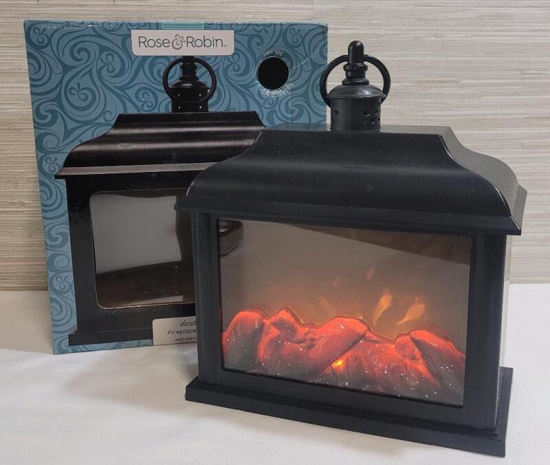 Rose & Robin Decorative Fireplace Lantern . Measures 8 &frac14;"&times;9.5"&times;4" . Tested Working