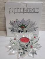 Fifth Avenue Crystal ' Holly ' Crystal 8" Table Centerpiece Candleholder