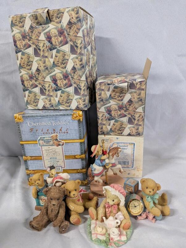 4 Cherished Teddies with Boxes. Tallest Measures 4" Tall.