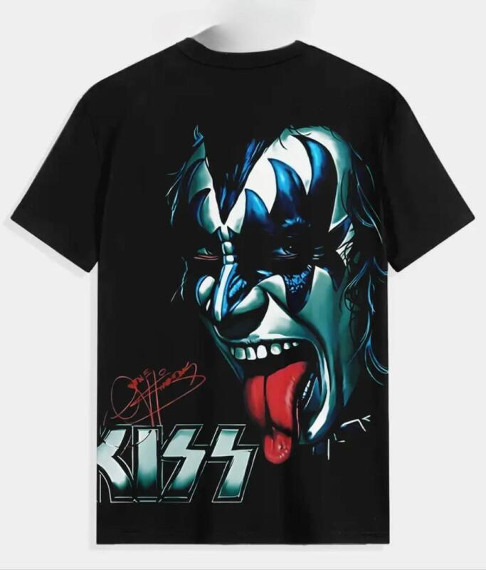 New Size XL Men&rsquo;s Black KISS Graphic T-Shirt Bold 3D Print Design Short Sleeve Crew Neck Machine Washable Bold Design stock photos added