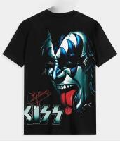 New Size XL Men&rsquo;s Black KISS Graphic T-Shirt Bold 3D Print Design Short Sleeve Crew Neck Machine Washable Bold Design stock photos added
