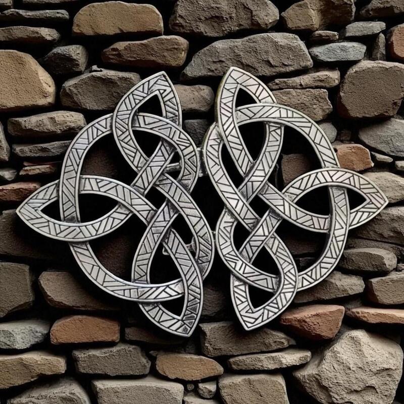 Vintage Viking Celtic Knot Brooch Intricate Design Perfect for Coats & Jackets Two piece Brooch Attaches at centre Approximately 3.25&rsquo;&rsquo; Stock Photo added