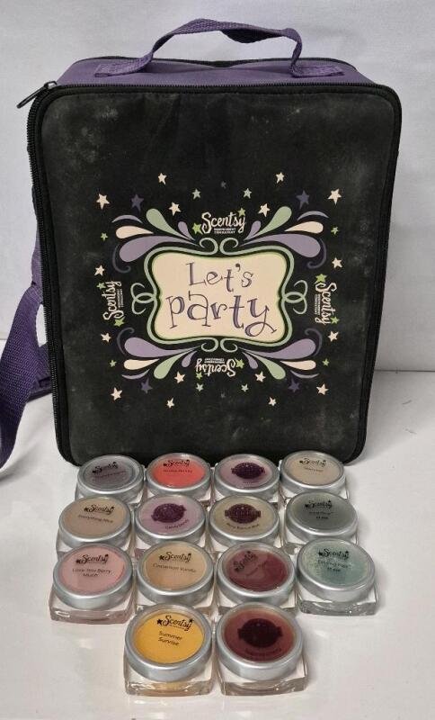 14 Scentsy Scent Melts Various Scents & Scentsy Case Let's Party! 10 x 5.5 x 11.5"