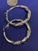 Beautiful Round Twist Hoop Earrings with Set Rhinestones Pierced Slide in Post Back Approximately 1.5 inch - 3