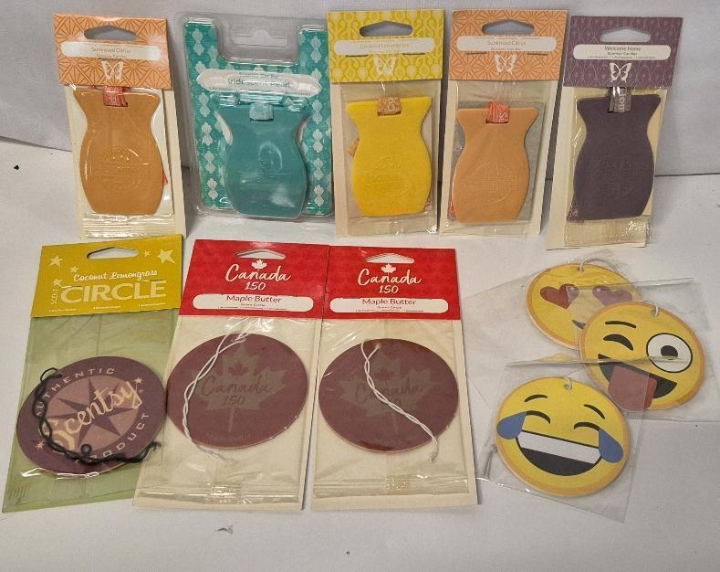 11 New Scentsy Car Scent Circles & Bars Air Fresheners- Sunkissed Citrus, Maple Butter ++