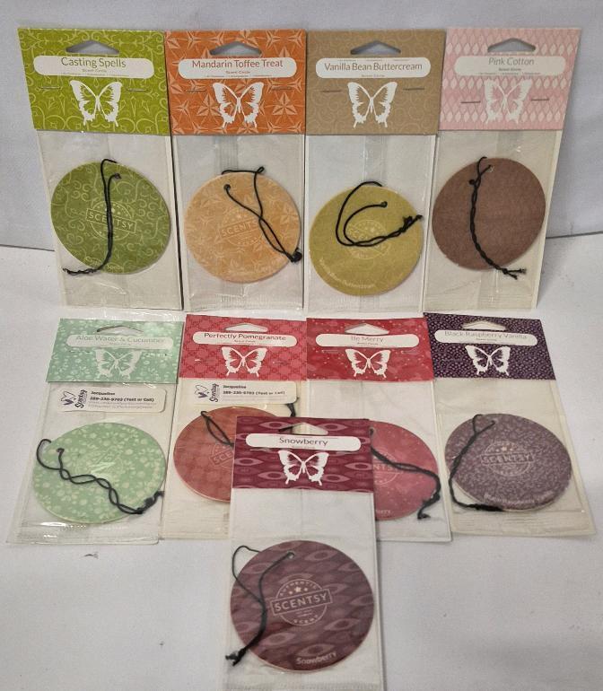 9 New Scentsy Scent Circles Air Fresheners- Snowberry, Casting Soells, Vanilla Bean Buttercream ++