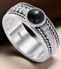Size 11 925 Sterling Silver Celtic Knot Ring with Black Onyx Vintage Braided Texture Infinity Symbol - 2